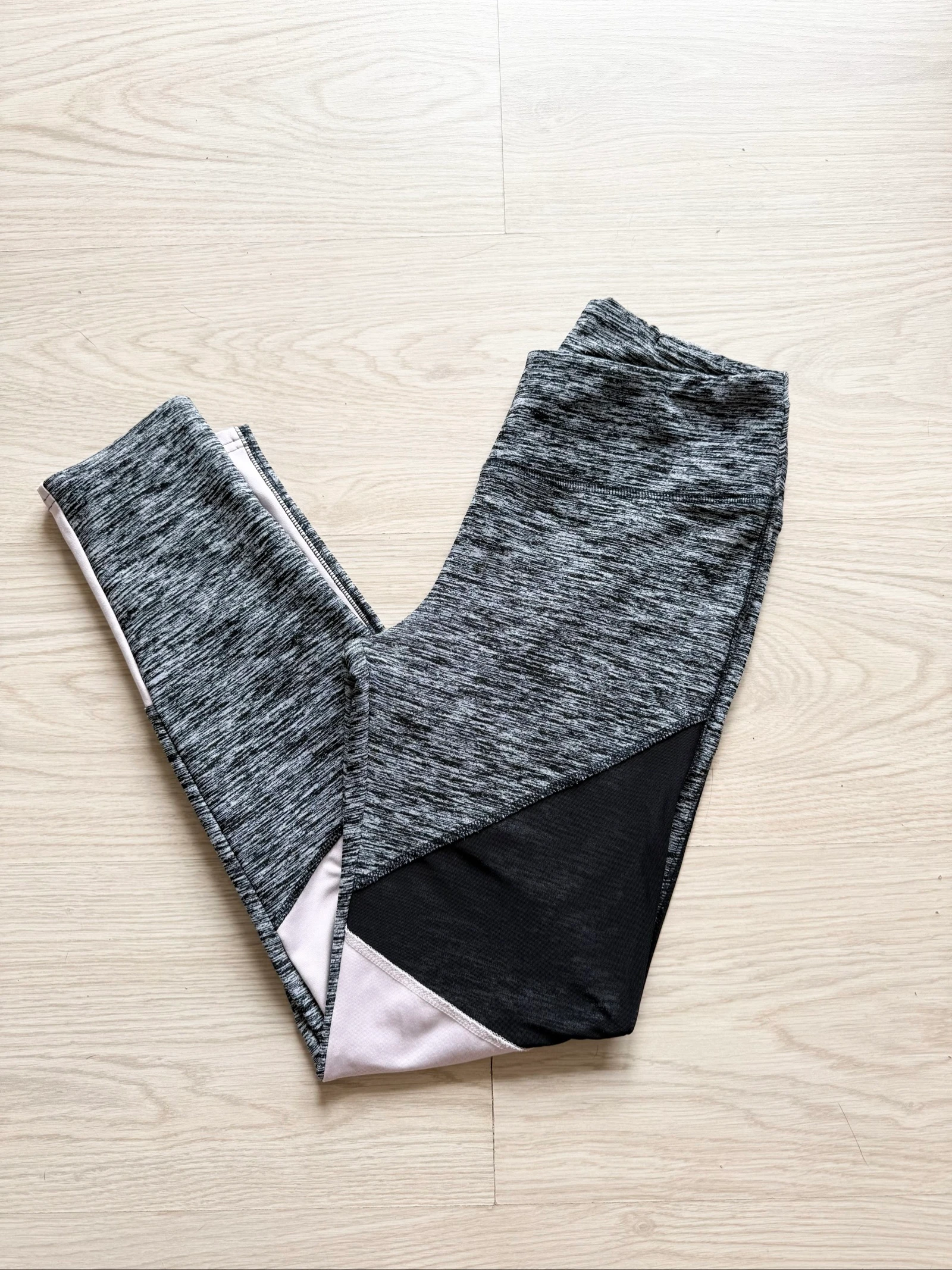 Legging de sport noir gris & rose poudré décathlon taille 34 XS 